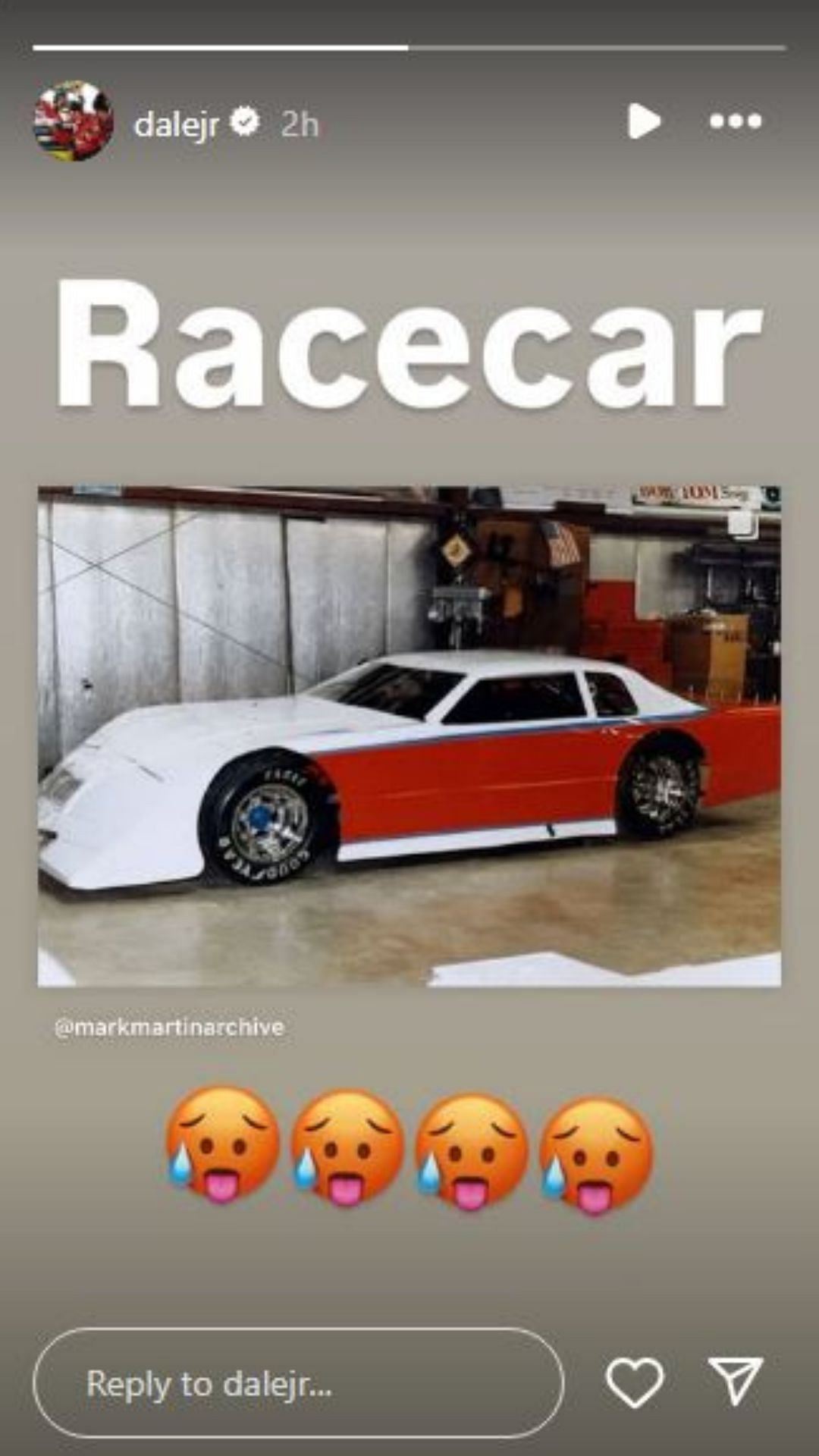 Earnheart's Instagram story. Source: Screenshot via @dalejr